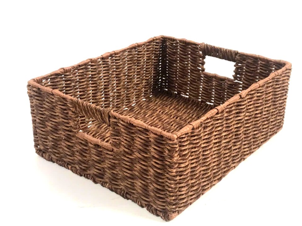 Ultimate Rectangular PE Resin Storage Basket with Cut-Out Handles